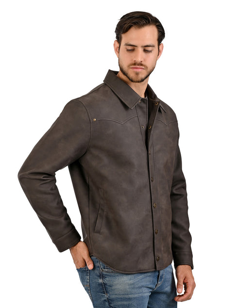 Wrangler Chamarra casual para Hombre en Piel Sintética color Café Oscuro.